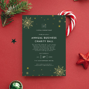 Green Business Christmas Party Event Fundraiser Invitation