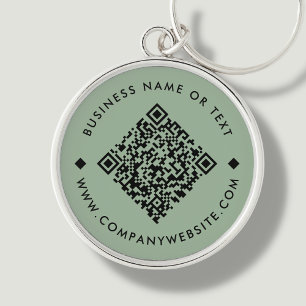 Green Business Custom QR Code Keychain