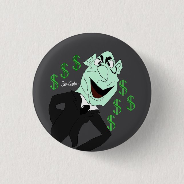 Green business executive puppet 3 cm round badge (Front)