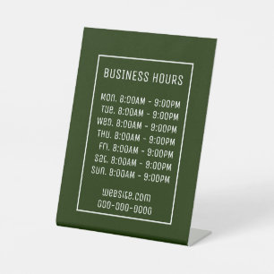Green Business Hours Sign