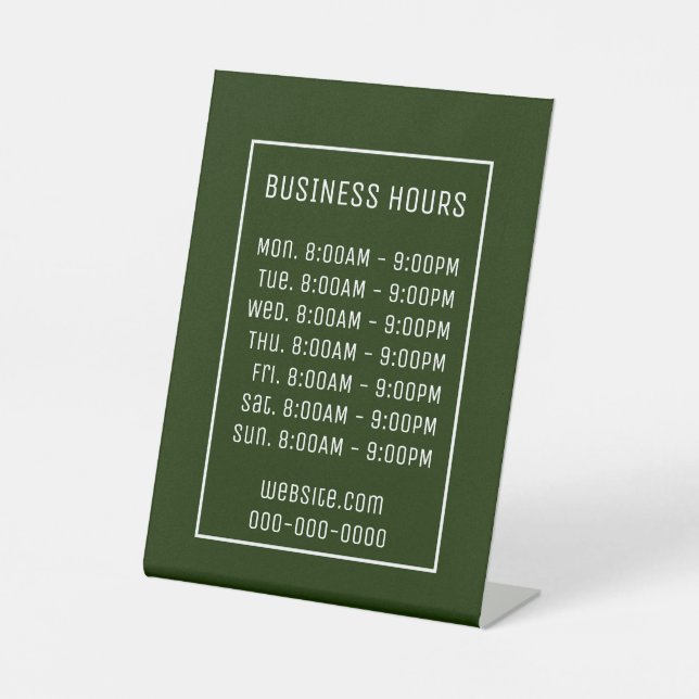 Green Business Hours Sign (Front)