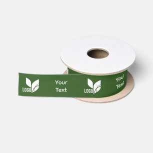 Green Business Logo and Custom Text Satin Ribbon