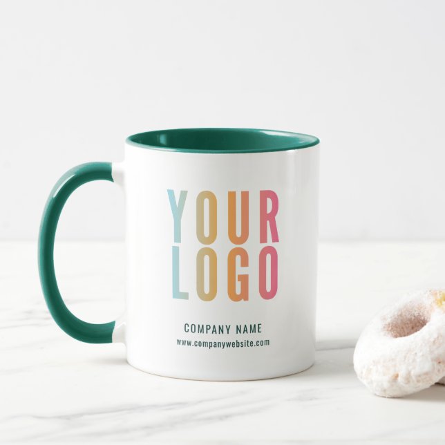 Green Business Logo Custom Promotional Mug (With Donut)