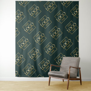 Green Business Logo Pattern Trade Show Backdrop Tapestry
