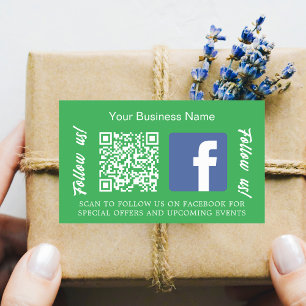 Green business name qr code Facebook Rectangular Sticker
