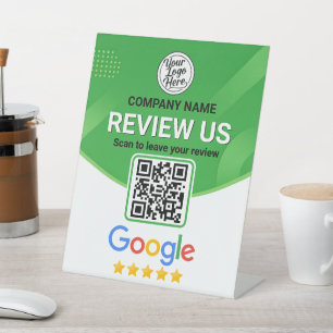 Green Business Rating QRCode Signage Google Review Pedestal Sign