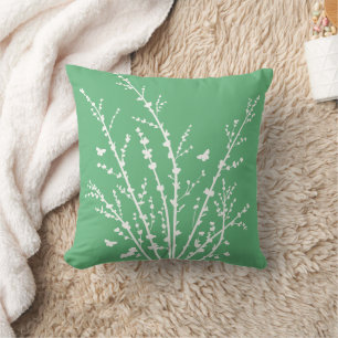 Green Butterflies Botanical Branches Modern   Cushion
