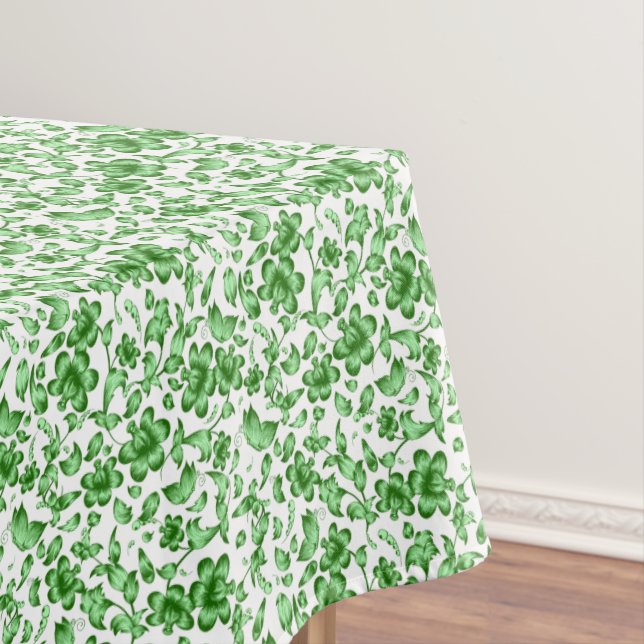 Green Butterflies Flowers Spring Floral Tablecloth (In Situ)