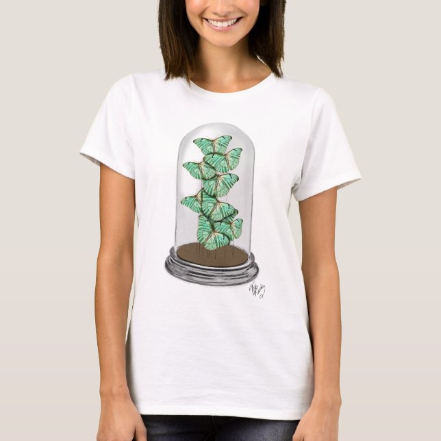 Green Butterflies in Bell Jar 2 T-Shirt (Front)