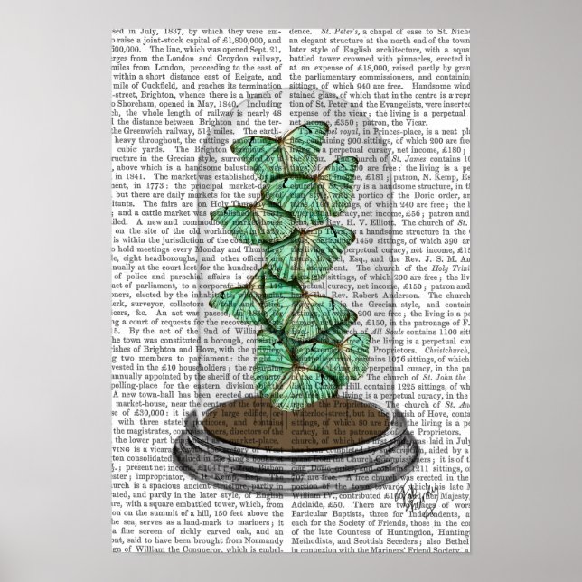 Green Butterflies in Bell Jar Poster (Front)
