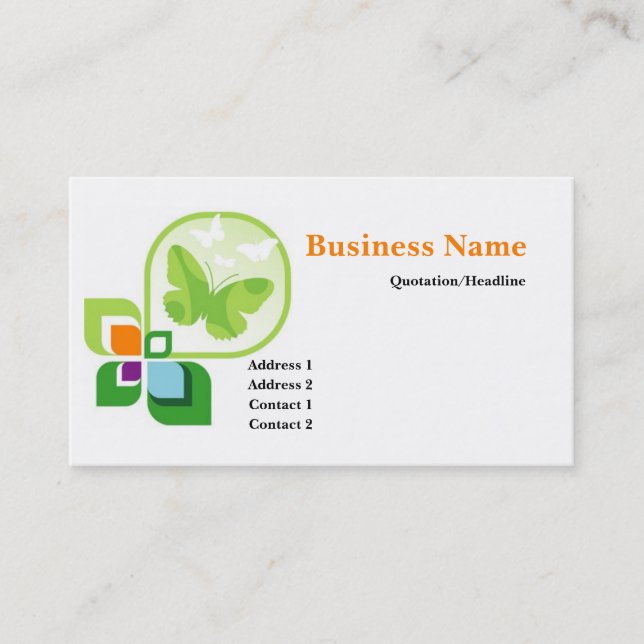 Green Butterflies Logo Business Card (Front)