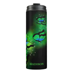 Green Butterflies Thermal Tumbler