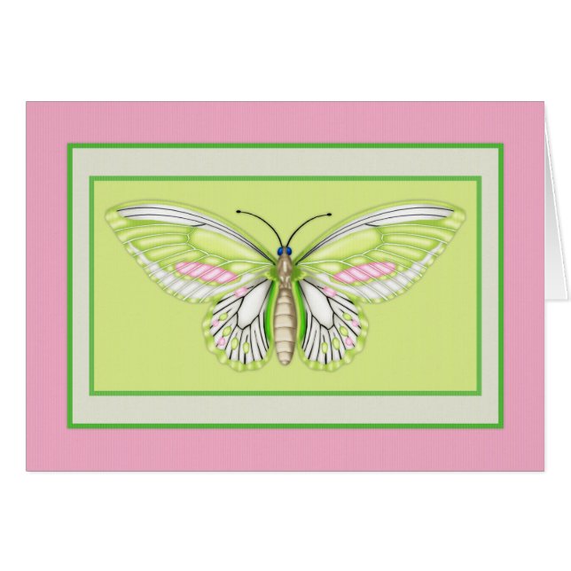 Green Butterfly 3 Animal Theme Blank Greeting Card (Front Horizontal)