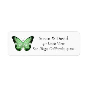 Green Butterfly Address Return Address Label