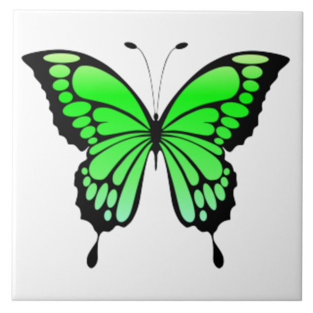 Green butterfly ceramic tile (Front)