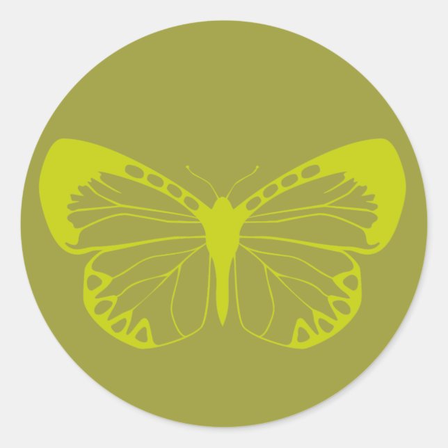 Green Butterfly Classic Round Sticker (Front)