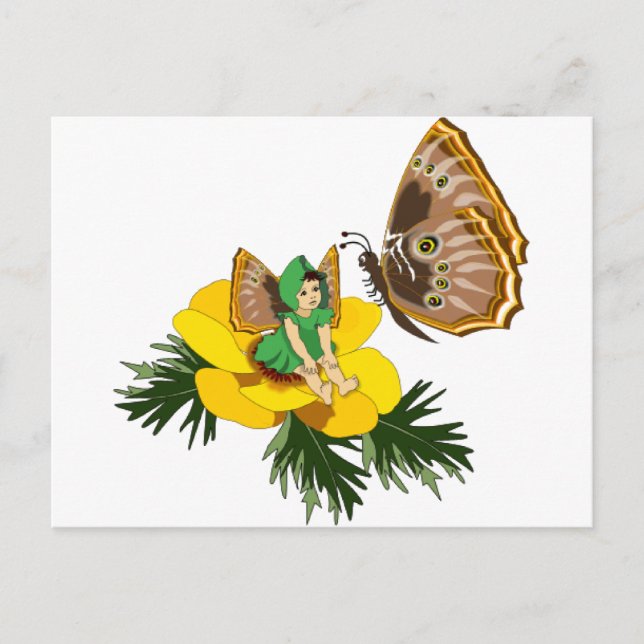 Green Butterfly Fairy Postcard (Front)