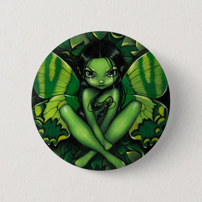 "Green Butterfly Fantasy" Button (Front)