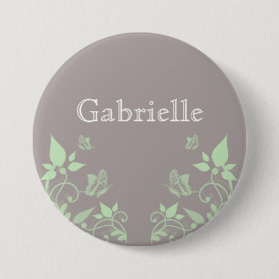 Green Butterfly Floral Button