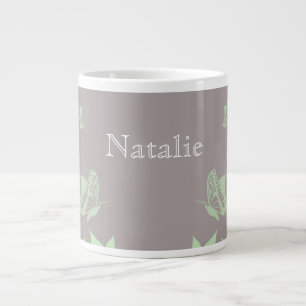 Green Butterfly Floral Jumbo Mug