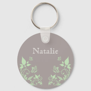 Green Butterfly Floral Keychain