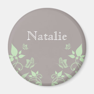 Green Butterfly Floral Magnet