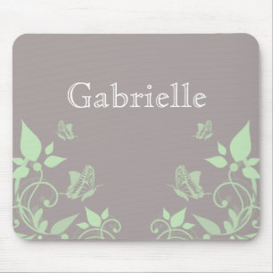 Green Butterfly Floral Mousepad