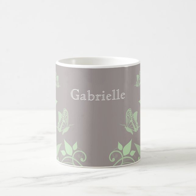 Green Butterfly Floral Mug (Center)