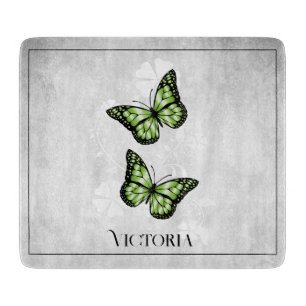 Green Butterfly Floral Personalised Cutting Board