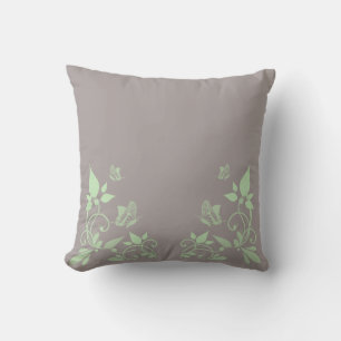 Green Butterfly Floral Pillow