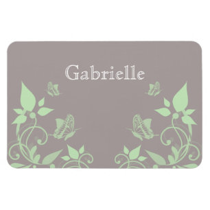 Green Butterfly Floral Premium Magnet