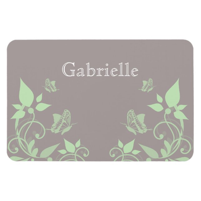 Green Butterfly Floral Premium Magnet (Horizontal)