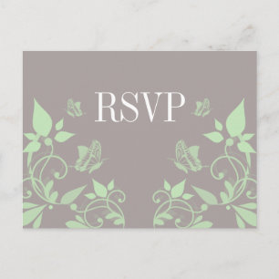 Green Butterfly Floral RSVP Postcard