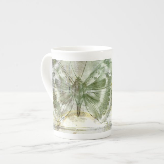 Green Butterfly Inset with Ironwork Gate Bone China Mug (Front Left)