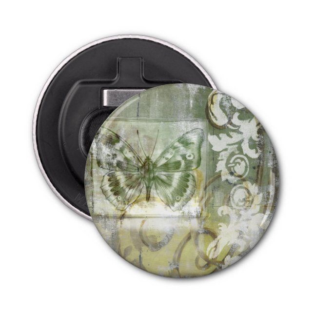 Green Butterfly Inset with Ironwork Gate Bottle Opener (Front)