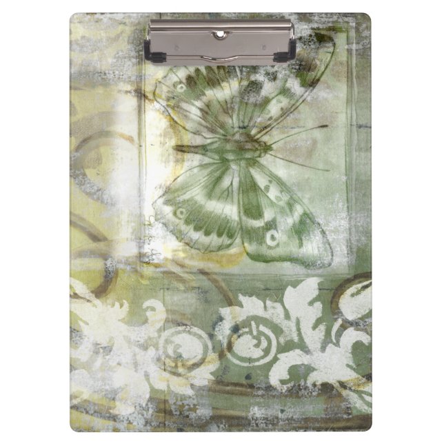 Green Butterfly Inset with Ironwork Gate Clipboard (Front)