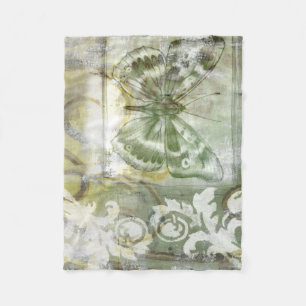 Green Butterfly Inset with Ironwork Gate Fleece Blanket