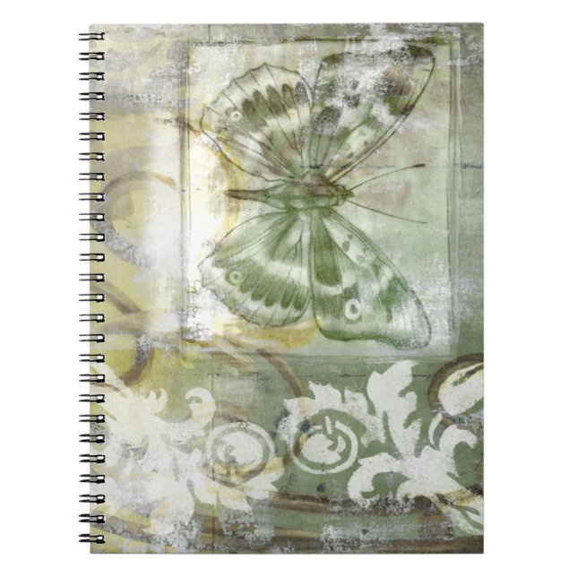 Green Butterfly Inset with Ironwork Gate Notebook (Front)