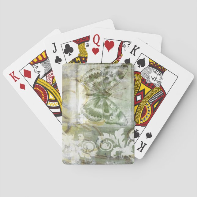 Green Butterfly Inset with Ironwork Gate Playing Cards (Back)