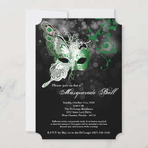 Green Butterfly Masquerade Mask Costume Halloween Invitation