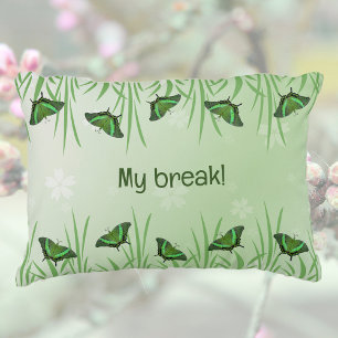 Green butterfly on light green  - romantic     decorative cushion