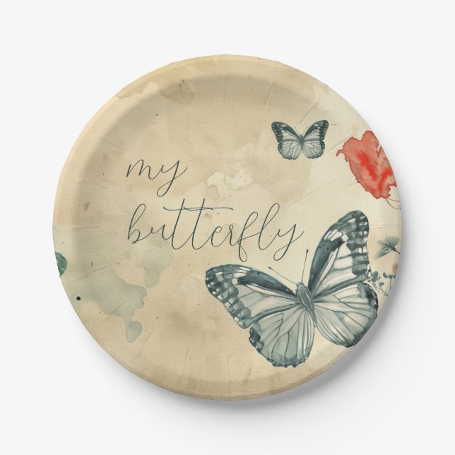 Green Butterfly Paper Plate (Front)