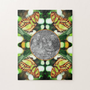 Green Butterfly Posing Frame Create Your Own Photo Jigsaw Puzzle