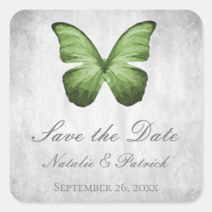 Green Butterfly Save the Date Stickers