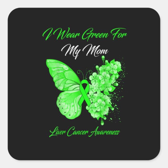 Green Butterfly Square Sticker (Front)