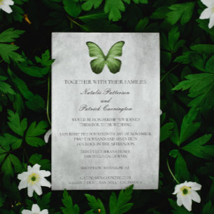 Green Butterfly Wedding Invitation