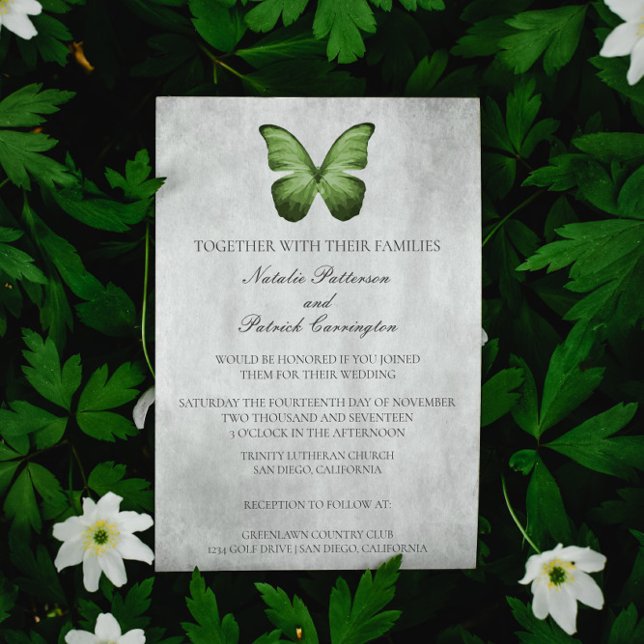 Green Butterfly Wedding Invitation (Green Butterfly Wedding Invitation)