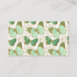 Green Butterfly White Floral Flower Blossom Business Card