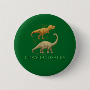 Green Button - I Love Dinosaurs