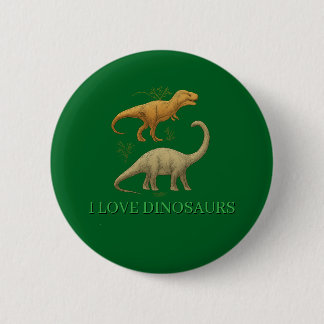 Green Button - I Love Dinosaurs